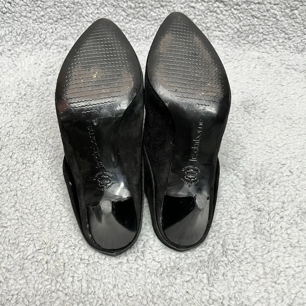Liz Claiborne Cindy Shoes Womens 6.5 Suede Leather‎ Heels Black Slip On Corpcore